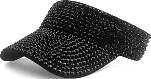 XYIYI Schwarz Bling Strass Sport Sonne Visor Hüte Einstellbare Sommerkappe Visor Caps für Damen Mädchen