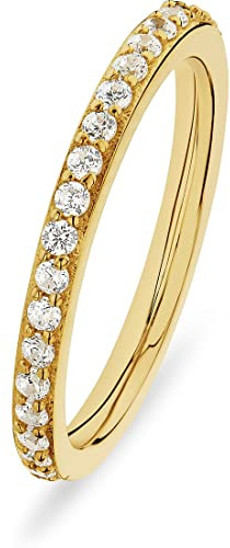 Esprit Damen-Damenring 925er Silber 33 Zirkonia 58, Gelbgold 32023001