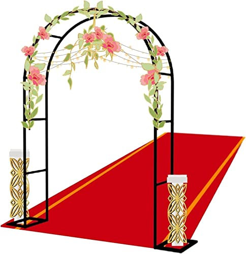 Arche Jardin Aluminium Largeur, Arche À Rosiers Métal, Filet À Plantes Grimpantes, Filet de Treillis, pour Récolte de Concombres, Légume, Vignes, Plantes Grimpantes,W1.2mxH2.2m