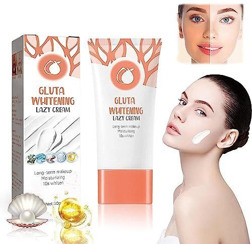 Gluta Whitening Facial Cream Lotion Moisturizing Lazy Cream, Gluta Whitening Lazy Cream BB Cream,Moisturize and Repaire Gluta Facial Cream,Long Term Makeup Moisturizing 10s White (3 Pcs)