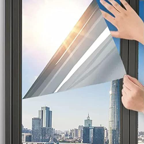 PW TOOLS UV-Schutz Sonnenschutzfolie Fenster innen oder außen| 60 x 200 cm Spiegelfolie Selbstklebend| Wärmeschutzfolie Fenster| Fensterfolie Blickdicht | Rückstandslose Sonnenschutz Folie
