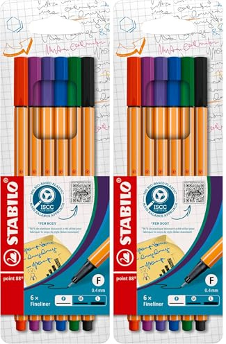 Fineliner - STABILO point 88 - 2x 6er Pack - mit 6 verschiedenen Farben
