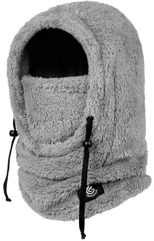 Gisdanchz Cagoule Ski Balaclava Hiver Cache Cou Protège Cou Bonnet Chaud Polaire Moto, Homme Femme, Gris Clair