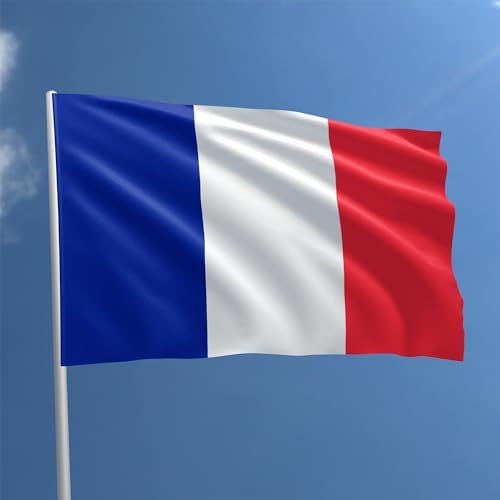 Bandiera Francese 90 x 150 cm - Bandiera Francia Poliestere con Passante Per L'Asta Resistente alle Intemperie Colore vivido e Adatto per Uso Interno ed Esterno Flag (FRANCIA)