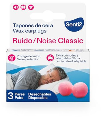 Senti2 Ohrstöpsel für Geräusche, Wachs, 6 Stück (3 Paar)