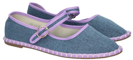 shoes&blues.es 84028 Alpargata Veneciana para Mujer, Planas, Comodas, Detalles Cosidos y Cierre de Hebilla. Lila Talla 39