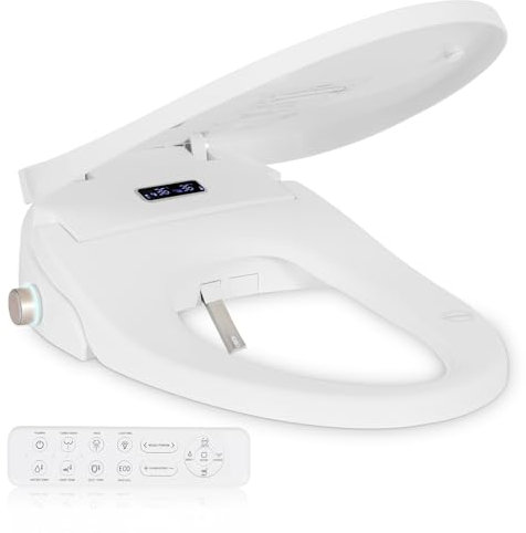 Bidet Toilet Seat, Fits Elongated Toilets, Nozzle System, Remote Control Adjustable Water Temperature Energe-Efficient Bidet with Easy Installation