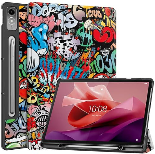 Vakarey para Lenovo Tab P12 Funda con portalápices,Inteligente Ultrafina Funda para Lenovo Tab P12 12.7 Pulgadas,Pintada