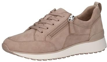 CAPRICE Damen Sneaker flach aus Leder mit Reißverschluss, Beige (Sand Suede), 36 EU