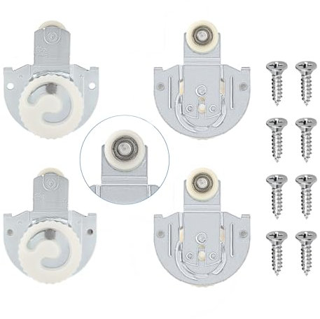 4 PCS Sliding Closet Door Roller, Upgrade Bearings Top-Roller Kit, Sliding Wardrobe Door Hardware Replacement kit Adjustable Screws and Hook