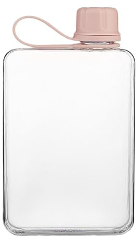 Klare Flasche, klare Wasserflasche - 500 ml quadratische flache Wasserflasche | Auslaufsichere Sommerwasserflasche, schlanke Kaltflasche, Sportwasserflasche zum Wandern, Klettern, Radfahren