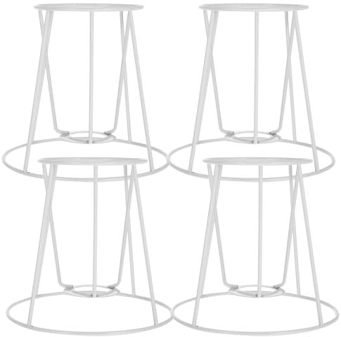 Homoyoyo 4er Set E14 Lampenschirmhalter DIY Metall Rahmen Weiß - Schirmhalter Rahmen einer Tischlampe selber machen verjüngter Lampenrahmen für Deckenventilatoren Weiß Tischleuchten Wohnzimmer
