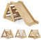 HOMASIS 4 in 1 Klettergerüste mit Rutsche, Kletterdreiecke für Kinder, Spielplatz aus Holz, Montessorie Kletterspielzeug für Kinder ab 1+ Jahren, Sprossendreieck Max. Kapazität 60 kg (Natur)