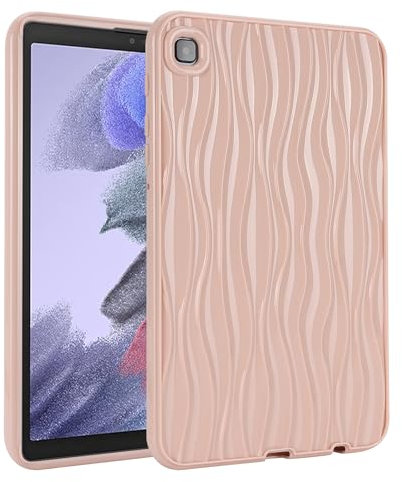 Generisch DayQiQiPu Hülle für Samsung Galaxy Tab A7 Lite 2021 SM-T220/ T225/T227 8,7 Zoll 3D Wellenmuster Soft TPU Slim Dünn Shock Absorption Protective Cover(Rosa)