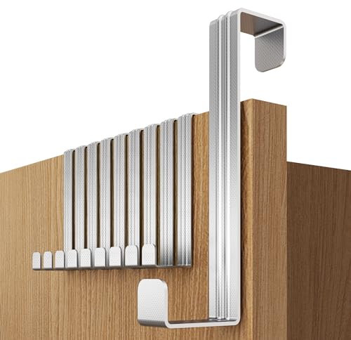 4smile Pratical Appendiabiti da Porta, 10 Pezzi in Argento - Attaccapanni da Porta in Acciaio Inox, Durevole Appendi Accappatoio per Bagno, Universali Ganci Porta