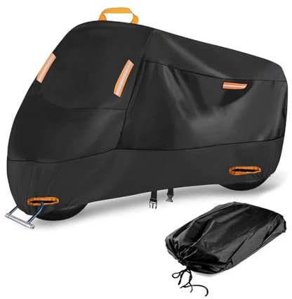 BPQYSBLD Motorradabdeckung für Harley Davidson Cruiser Sportster Fatboy Wasserdicht Motorrad Abdeckplane Regen UV-Schutz Outdoor Zubehör,Orangestyle