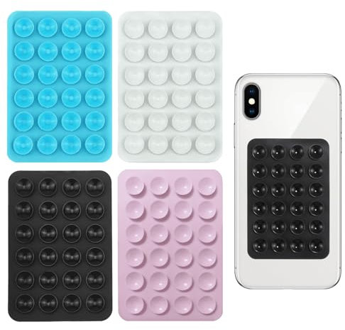 Saugnapf Handy,4 Stück Silikon Handy Saugnapf Halterung,Saugnapf Handyhülle,Saugnäpfe Handy für Alle Handy-Modelle,Handy Halterung Saugnapf für Selfies Videos Freihändig - 4 Farben,5.5x8cm