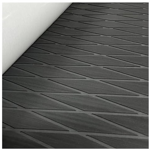 JMORCO Bootsteppich Eva Foam Boat Decking Sheet Faux Teak Self Aluminum ATV Motorboats Pad Rhombus Pattern Teak Deck 6Mm Powerful Adhesive Backing(Full Black)