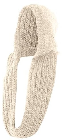 Schal 𝐁raun Damen Kaschmir 5 Farben Winter Frauen Outdoor Dicker Outdoor Warmhaltender Einfarbiger Weicher Lässiger Gestrickter Kapuzenschal Schal Kurz (Beige, M)