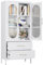Aobabo Metal Office Files Storage Cabinet with 2 Drawers and 2 Adjustable Shelves - 155cm High Glass Doors White Storage Cabinet,3-Tier Tall Steel Cabinets for,Living Room,Office,Assembly Required