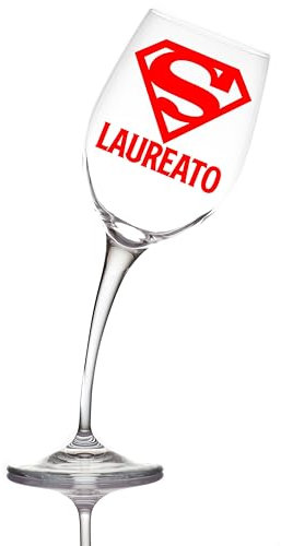 Aurica Calice Vino Personalizzato SUPER LAUREATO – Bicchiere Piegato Ideale Per Un Brindisi Di Successo! Regalo Originale E Simbolico Per Chi Ha Conquistato La Sua Laurea Con Confezione Regalo Inclusa