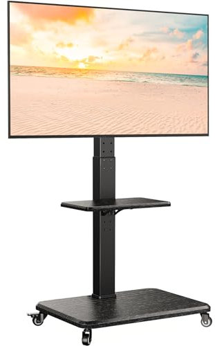 Perlegear Mobile TV Stand, Tilt & Swivel Rolling TV Cart for 32 to 75 inch TVs up to 110 lbs, Height Adjustable Rolling TV Stand with Wheels, Max VESA 600x400mm, PGTVMC27