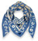 Tuch Damen Frühling Baumwolle Musselin Leo Print Made Italy Halstuch Herz Love Schal Sommer Dreieckstuch (Blau-Beige)