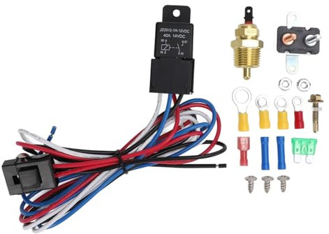 Kit di Termostato della Ventola di Raffreddamento, Ideale per Veicoli 12 V, Facile Installazione, Controllo della Temperatura, Adattamento Universale, Kit di relè di Cablaggio