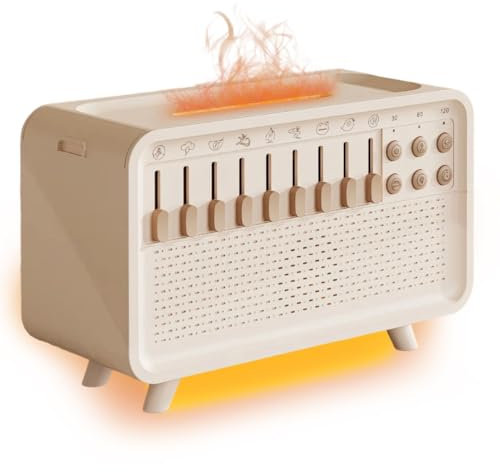 SGZIOO Rumori Bianchi, Macchina Rumore Bianco, White Noise Machine con 8 Suoni Della Natura, Luce Notturna, Bluetooth, Umidificatore a Fiamma, Rumore Bianco per Dormire per Bambini Adult