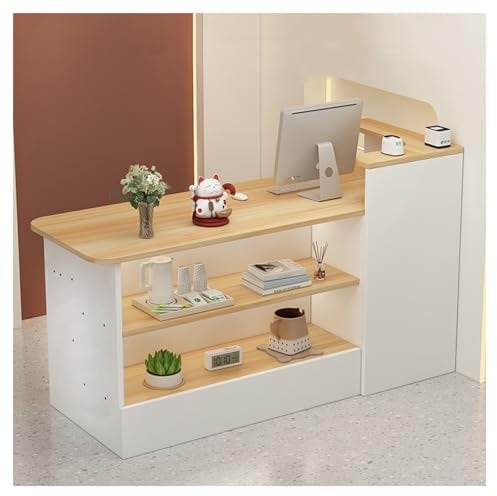 ZXCASDF Empfangstheke,Empfangstresen,Rezeption,Salon Empfangstheke,Kassentheke,Rezeptionstheken,Laden-Theke Verkaufstheke Verkaufstisch，Empfangstisch,Büro Empfangstheke(B-Light Walnut,120cm/47.2in)