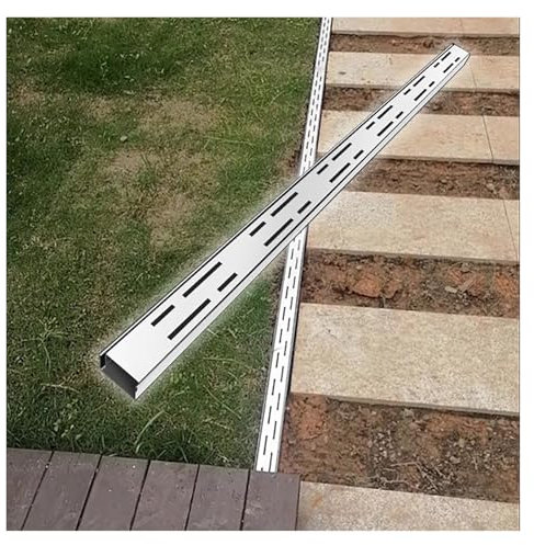 Auffahrtk-Ablauf-Set, Bodenabläufe für Beton mit Edelstahlrosten, für den Außenbereich, Hof, Pool, Terrasse, Entwässerungssystem (1 Stück, 15 x 8 cm)