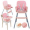 ALMAR Baby Trona Evolutiva 3 en 1 para Bebé Rosa – Silla Alta Convertible en Asiento Elevador y Silla Infantil – Ajustable, con Arnés de Seguridad, Bandeja Desmontable y Cojín Impermeable