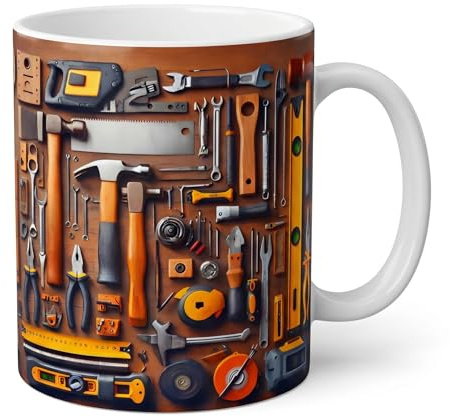 Shopi Zone Ceramic Mug DIY Tools - Artistic Design for Handymen and DIY Lovers - Creative Gift for Mechanics and Collectors