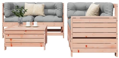 Qnhdfrt Garten Lounge Set aus Douglasienholz 5 teilig Modulares Eck Sofa mit Beistelltisch und Hocker für Terrasse Balkon Gartenbereich