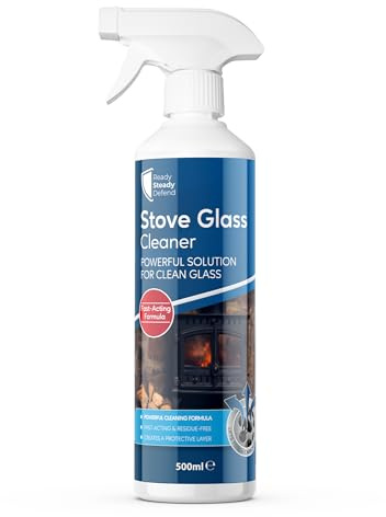 Stove Glass Cleaner 500ml for Wood Burner & Log Burner – Fast-Acting Spray Removes Soot, Tar & Smoke Residue – Restores Shine & Clear View of Flames – Safe Wood Stove & Fireplace Glass Cleaner