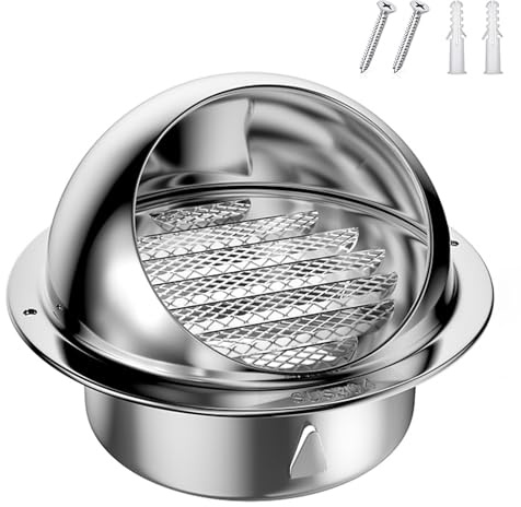 Griglia di Ventilazione a Sfera Griglia Aerazione in Acciaio Inossidabile, Rete Antipioggia Antivento Addensata per Bagno di Casa, Cucina(6.3inch/160mm)
