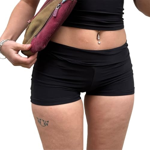 Feclmiyt Gestreifte Schlafshorts für Damen, umklappbar, Lounge-Shorts, Yoga | Skinny Pyjamahose, gerüscht, gestreift/gepunktet, zum Ausgehen