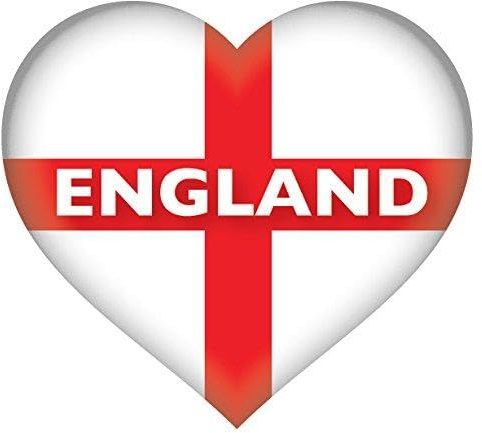 Landing Designs Lot de 2 autocollants en forme de cœur anglais Motif drapeau St George