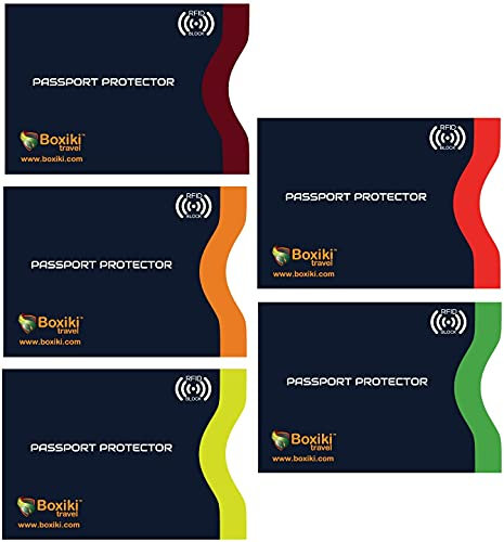Boxiki Travel Maniche di blocco RFID per passaporto e carte di credito (Passport - 5 pcs)
