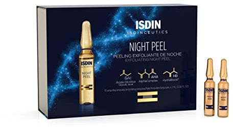 ISDIN Isdinceutics Night Peel Exfolierendes Peeling (10 Ampullen) | Unterstützt die Zellerneuerung und hellt auf. Hinterlässt die Haut samtig und ebenmäßig