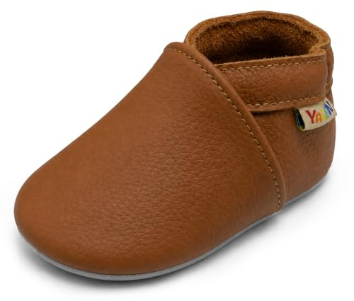 YALION Chaussons Bébé Fille Garçon Enfant (Marron Brillant,12-18 Mois)