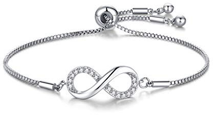 CERSLIMO Armband Silber Damen 925, Weißgold Vergoldet Unendlichkeit Symbol Infinity Herz Zirkonia Armband | Silber Schmuck für Frauen Damen