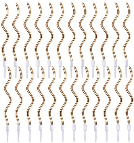 Bougie d'anniversaire en Spirale,24 Pcs Bougies Deco de Gâteau Accessoires de Décoration de Gâteau pour Fête D'anniversaire et Mariage,Champagne