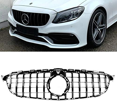 Facelift Kühlergrill Schwarz Glanz kompatibel für Mercedes C-Klasse W205 S205 Mopf ab 2018 +Kamera auf Sport-Panamericana GT DM Autoteile 2747