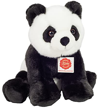 Teddy Hermann 92428 Panda sitzend 25 cm, Kuscheltier, Plüschtier mit recycelter Füllung
