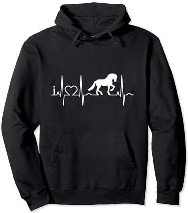 Battito Cardiaco Cavalli & Equitazione Per Donne E Ragazza Felpa con Cappuccio