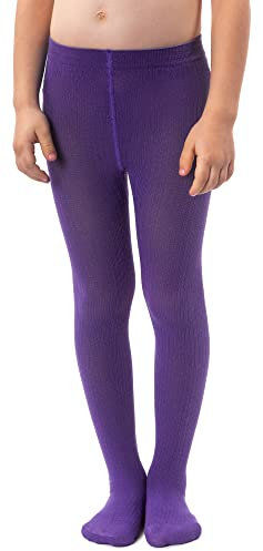 NOQ Collant per ragazze in maglia tinta unita Calze bambini opache calde per la scuola Spettacolo di danza classica Nursery, Violet 92/98 cm