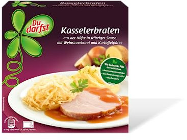Kasselerbraten aus der Hüfte in würziger Sauce mit Weinsauerkraut und Kartoffelpüree - Fertiggerichte für die Mikrowelle / Wasserbad - Du darfst, 400g