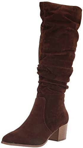 Amazon Essentials Stivali Alti Con Tacco A Blocco Donna, Marrone Toffee Scuro, 39 EU