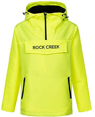 Rock Creek Damen Übergangs Jacke Outdoor Jacke Windbreaker Übergangsjacke Anorak Kapuze Regenjacke Winterjacke Damenjacke Jacket D-474 Neongelb XS